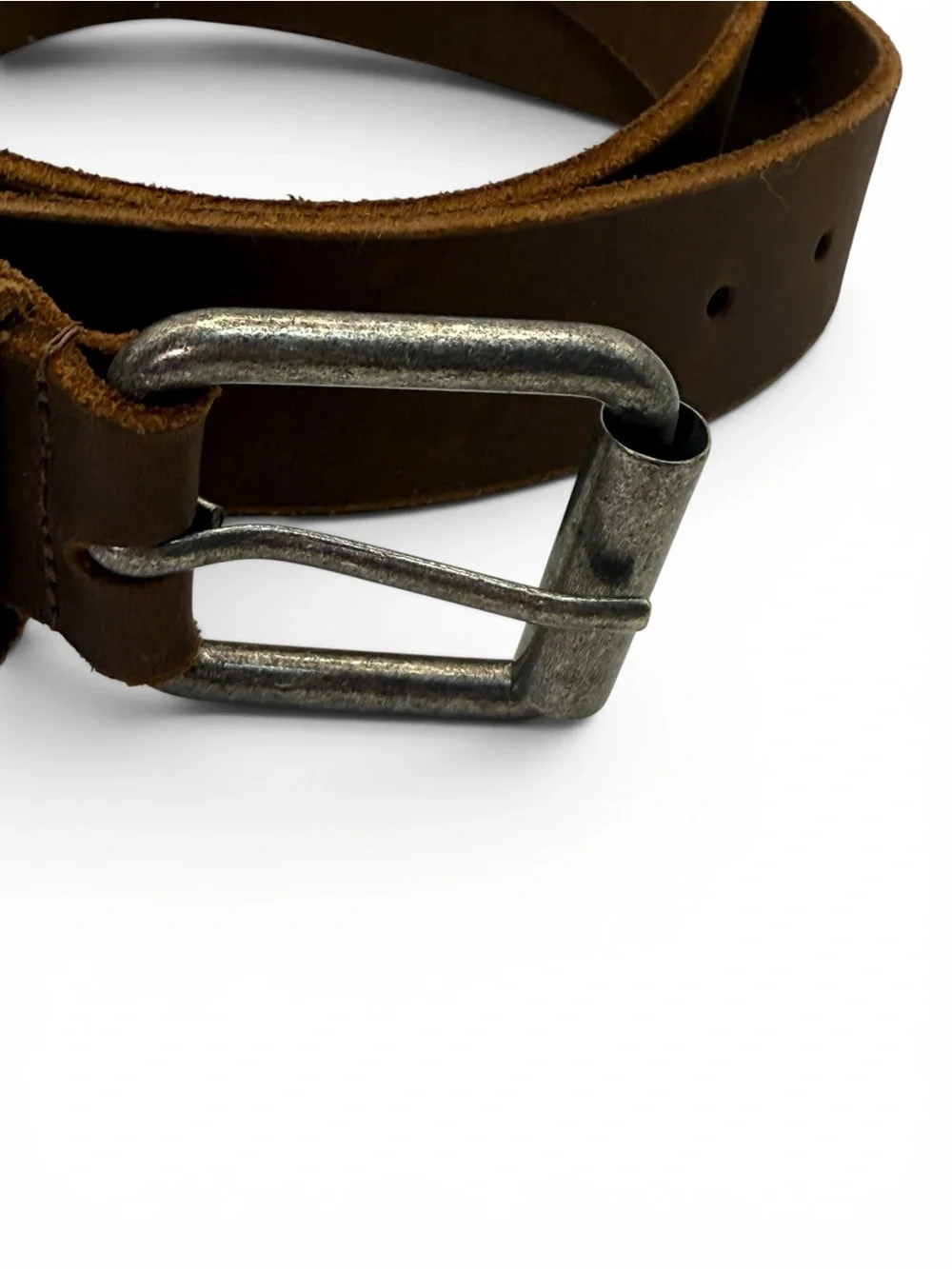 Brown Genuine Leather Unisex Belt with Metal Buckle